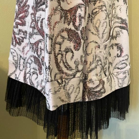 LOGO Lounge by Lori Goldstein Zip front hoodie with chiffon trim, size Medium. - Picture 8 of 11